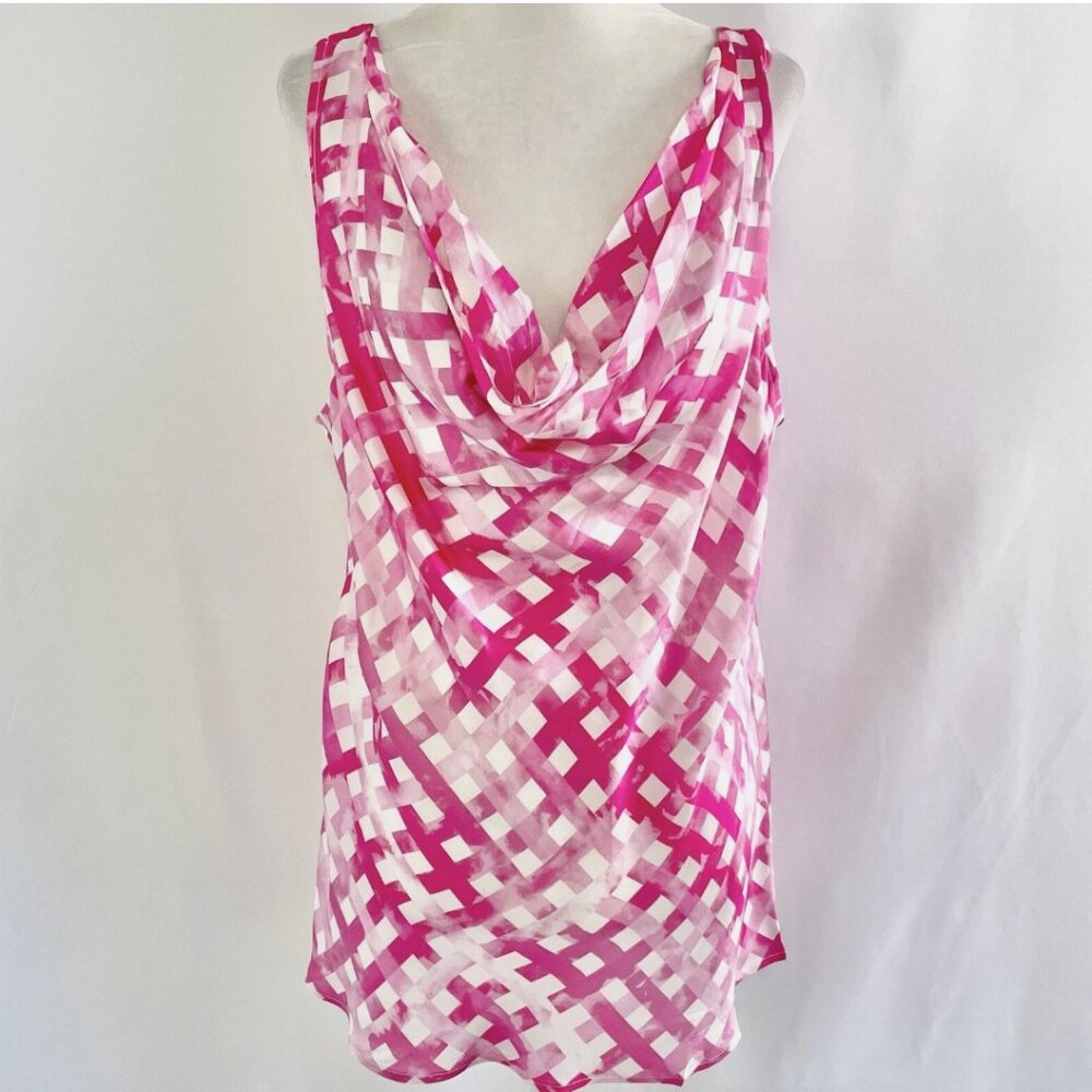 Chloe Kristyn Size Medium Cowlneck Camisole/Tank Pink Gingham
